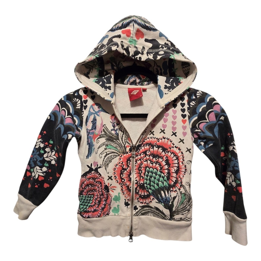 Oilily Kids Floral Birds Rooster Hoodie Jacket Girls Size 116 (6 Years) Cotton